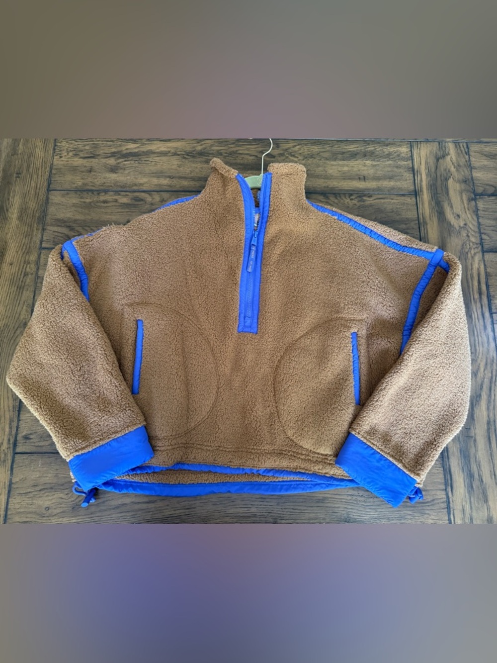Free People Sherpa Pullover with Royal Blue Trim